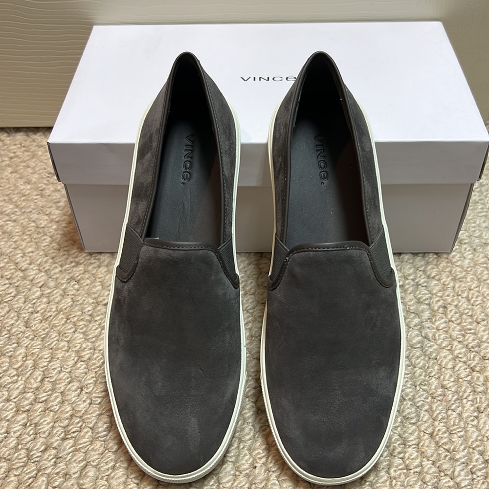 Vince Preston Slip on Shoes in Steel Suede Womens Size 8.5 M
